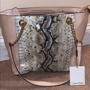 Calvin Klein new tan snakeskin bag.